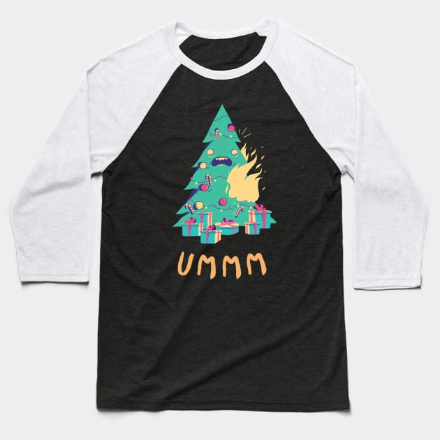 Ummm Burning Chrismas Tree Baseball T-Shirt by Evlar